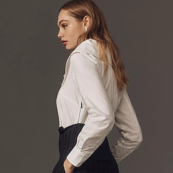 Anthropologie Maeve Corseted Shirting Twofer Jumpsuit - Picture 9 of 14